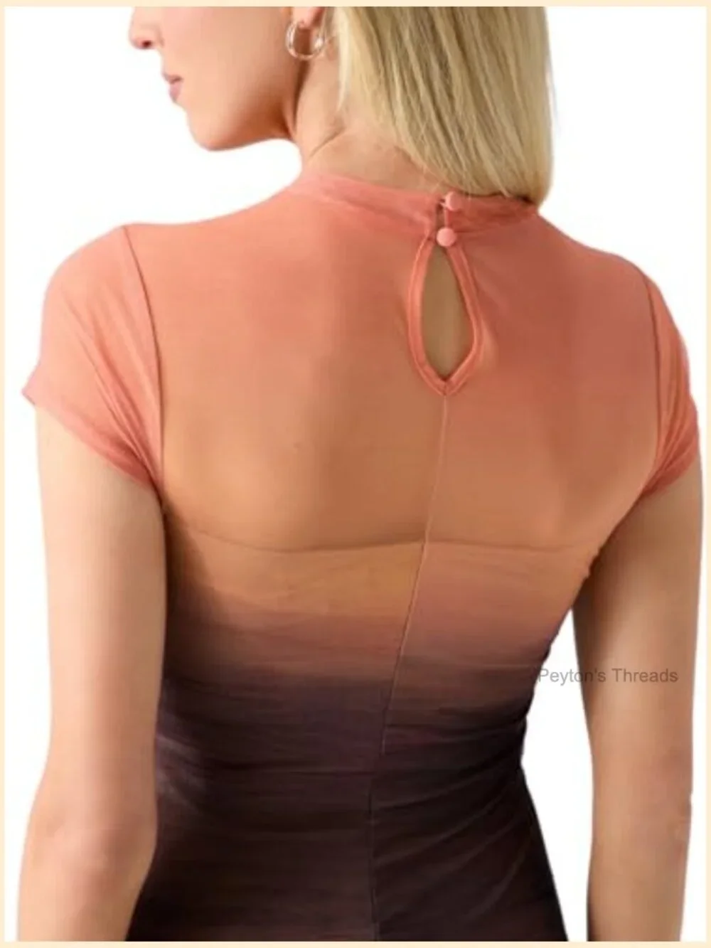 Eco Short Sleeve Beach Sunset Mesh Dress - Sheer Maxi Bodycon - Picture 3 of 4